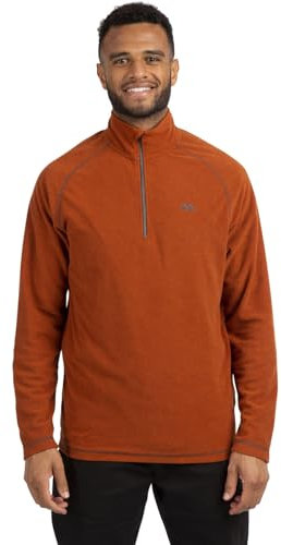 Trespass Mens 1/2 Zip Fleece Keynote - Contrast Trims, Striped Catatonic Microfleece, Anti-Pilling Fabric, Brushed Back Burnt Orange