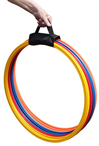 SPORTIKEL24 16× Koordinationsringe Ø 70 cm – Bunte Markierungsringe aus Kunststoff mit Tragehalter – Für Agility, Schule & Spiel – von Superhund