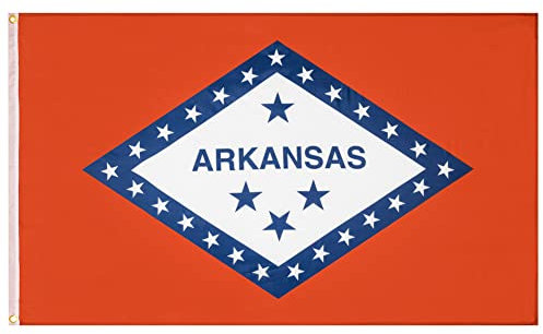 MUWO Flagge America Edition 90 x 150 cm, doppelseitige Gartenflagge, wetterfeste Fanflagge, Fußballflagge Polyester der 50 Vereinigten Staaten, USA-Bundesstaaten mit Ösen (Arkansas)