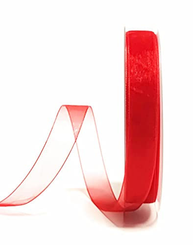 s.dekoda Schleifenband 50m x 15mm Rot Organza Chiffon Geschenkband Organzaband [1350-123]