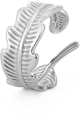 kkjoy Blattring Edelstahl Natur Pflanze Serie Ring Verstellbare Offene Fingerringe Ast Ring Blätter Wrap Fingerring Schmuck für Frauen Mädchen