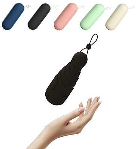 BAODINI Mini ombrelle de voyage pour sac à main, protection contre les UV, ombrelle de poche compacte et légère avec étui, pour femmes et filles
