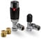 Thermostatic TRV Angled Black/Chrome Radiator Valves 1/2 x 15mm with Brass Radiator Reducer Compression Valve - 15mm to 10mm