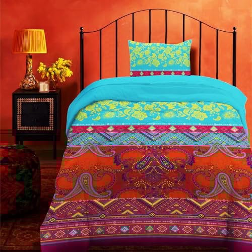 HOMHOMHA Bohemian Bettwäsche 135x200 cm 2 Teilig Boho Indischen Mandala Böhmisch Renforce mit Reißverschluss Vintage Bettbezug und 1 Kissenbezug 80x80cm (Boho,135x200+80x80)
