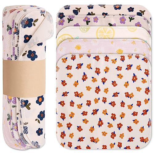 Mikccer Reusable Paper Towels Washable Roll, 25 Packs Eco Friendly Washable Cotton Prints Flannel Paper Towels, 10 X 10in Super Soft, Absorbent, Fits All Holders Kitchen Cloths Paper Towels