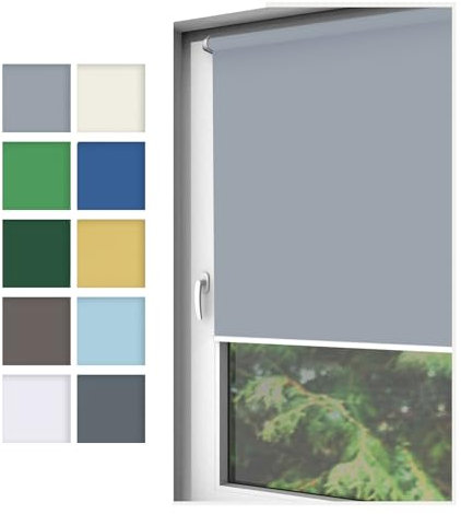 Home-Vision® Rollo Klemmfix, ohne Bohren, Fensterrollo mit Seitenzug, einfache Montage ohne Werkzeug, Moderne Fensterdeko(Nebbia Grau, B90cm x H150cm)