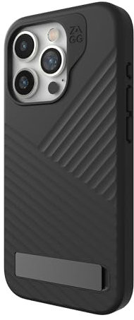 ZAGG Denali Snap KS, Graphen-verstärkte Hülle mit Ständer für iPhone 15 Pro [6.1-Inch], MagSafe kompatibel, Zwei-Schichten Design, stossfeste Abdeckung für die Rückseite (Schwarz)