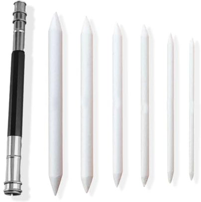CRLLDPM 6 Pièces Estompeur Dessin, Stylos Mélangeurs, Estompe en Papier Dessin, Estompe en Papier Dessin, Stylos Mélangeurs, avec 1pc Réglable Rallonges de Crayon, pour Artistes Étudiants