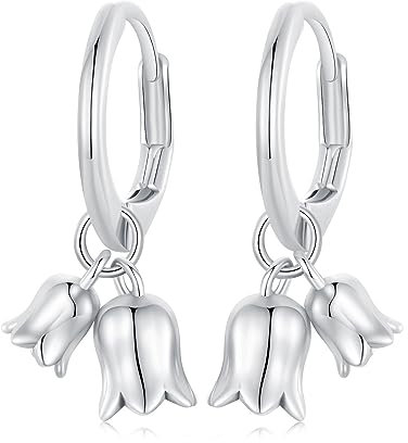 Maiglöckchen-Ohrringe. Ohrringe aus 925er-Sterlingsilber