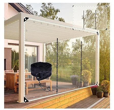 ZXCVBNAS Pavillon Planen Seitenteile Mit Reißverschluss Tür，wasserdicht, transparente Planen mit Ösen mit Reißverschluss, for Carports, Pavillons,Vordächer,Gärten,Wettervorhang(H2xW8m/H6.5xW26.2ft)