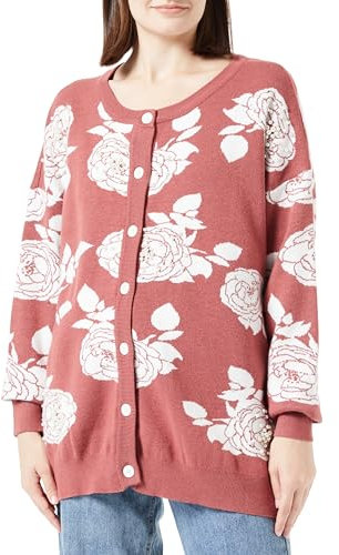 NAEMI Cardigan con Perline, Rosa Antico, Bianco, M/L Donna