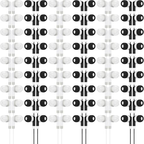 Kigeli 100 Pcs Kids Bulk Earbud Headphones for Classroom Student Wired Headphones in-Ear Earbud 3.5 mm Disposable Earphones Set for Kids Adult Class School Library Laptop (Grey, Black)