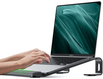 JCZT Support en aluminium pour ordinateur portable avec repose-poignet, support ergonomique amovible pour ordinateur portable, compatible avec tous les ordinateurs portables de 10 à 17 tels que