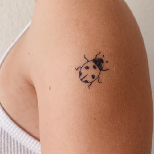 Inkster® Marienkäfer Tattoo | Temporäres Tattoo mit EU-Kosmetikzertifizierung | wasserfest + vegan | revolutionäres 2-Wochen-Tattoo | Fake Tattoos und Klebetattoos für Erwachsene