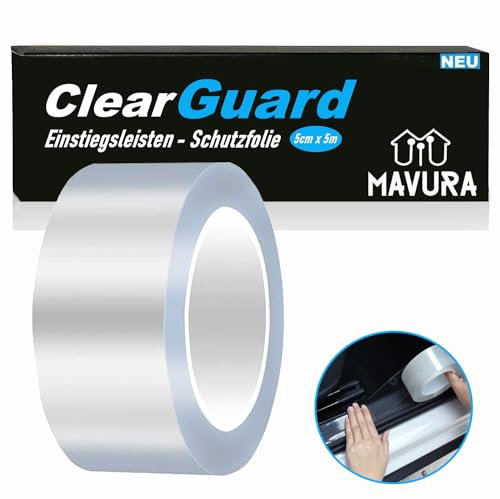 MAVURA ClearGuard Einstiegsleisten Schutz Folie Ladekantenschutz, (Transparent), Stoßstangenschutz Kantenschutz Schutzfolie selbstklebend 5mx5cm