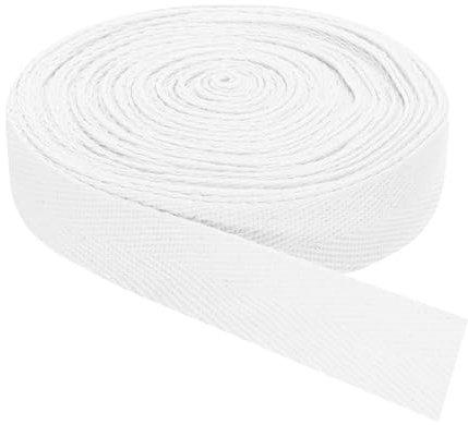 QUARKZMAN Schrägband, 1 Stück 11 Yard x 25mm - Baumwollstoffband, Rolle Schrägband für Kleidung, Accessoires, Taschen (Weiß)