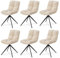 Juskys Drehstuhl Dallas 6er Set - Esszimmerstühle drehbar, Stoff Bezug - Stuhl bis 120 kg belastbar - Stühle Esszimmer, Esszimmerstuhl Samt Beige