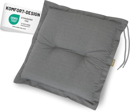 Herlag Hockerauflage AVA 50x50x9cm | Extra Dicke Sitzauflage 9 cm für Fußhocker | Gartenstuhlauflage mit Deluxe-Komfort | Öko Tex 100 | 1 Polster | Grau