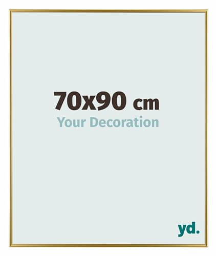 Your Decoration - Bilderrahmen 70x90 cm - Gold - Bilderrahmen aus Kunststoff mit Acrylglas - Antireflex - 70x90 Rahmen - Evry