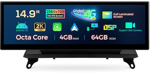 XTRONS 14.9 Zoll 2K IPS Android 14 Autoradio Octa Core 4GB 64GB 4G LTE Car Play Android Auto Bluetooth GPS WLAN Optional DAB OBD TPMS DVR AHD Kamera Für BMW X5 E70 X6 E71 CCC System