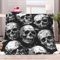 Kuscheldecke Gothic Totenkopf Schwarz 180x220 cm Sherpa Decke für Couch, Sofa, Bett, Reisen, Weiche Flauschige Mikrofaser Fleecedecke, Flanell Wohndecken für Kinder Baby