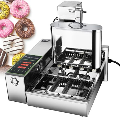 KJHYYPP Automatic Donut Maker Machine, Commercial Digital Donut Fryer - 4 Rows, Stainless Steel, Adjustable Thickness 1800/hour,110V (110v)