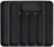 BEWOS Cutlery Drawer Organiser, Kitchen Adjustable Utensil Drawer Organiser, Deeper & Expandable, Plastic kitchen drawer organiser Insert for Knives, Forks and Spoons, Large, Black