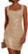 GRACE KARIN Damen Glänzend Partykleid Bodycon Club Abendkleid Festliches Kleid Eckiger Ausschnitt Vintage Kleid Cocktail Midi Kleid S Champagner Gold CL2848A24-02
