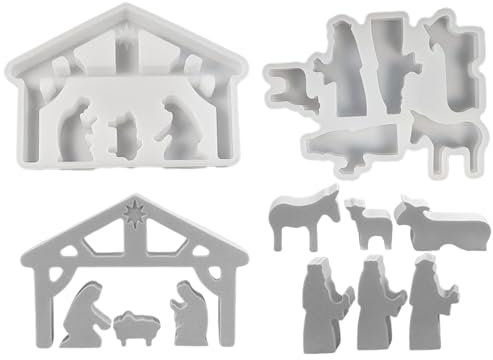 2-teiliges Krippe Silikon Gießform, Weihnachtskrippenset Silikonform, Ostern Silikonformen, Krippenform Giessformen Zum Gießen