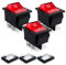 Innfeeltech Mini Interruptor Basculante 3 Piezas Rojo KCD4-101 Interruptor de 4 Pines y 4 Posiciones con 3 Tapas Estancas