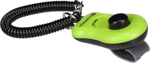Flamingo Clicker für Hund Xin grün - 6x4x2cm - Mit einem Druckknopf und Elastik zur Befestigung am Finger