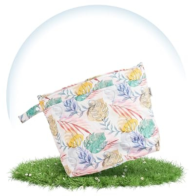 Hinzling Wetbag (Monstera Duo) – 2 in 1 Nasstasche für saubere und dreckige Stoffwindeln – Nachhaltige Wetbags aus recyceltem Polyester – Wetbag für Kindergarten und Unterwegs – Wetbag Kindergarten