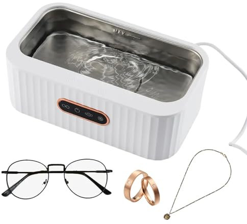 CASEGO Schmuckreiniger, 400 ml Ultraschall-Brillenreinigungsmaschine mit 4 Auto-Timer-Modellen, 45 kHz geräuscharm und 360°-Rundumreinigung