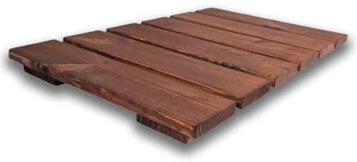 Pedana Doccia Antiscivolo 60x40 cm, in Legno di Pino impregnato, 4 cm di spessore, Marrone Teak