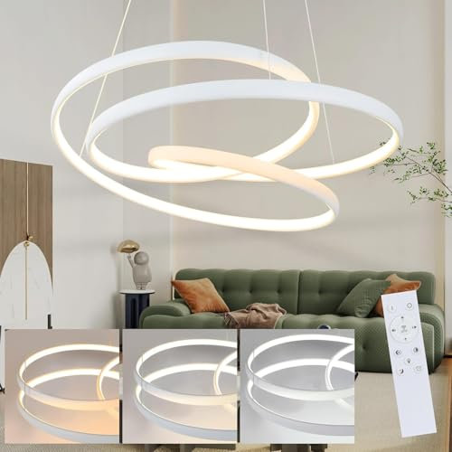 ZMH Hängelampe LED Pendelleuchte Esstisch - Dimmbar Hängeleuchte Modern Esstischlampe 50CM Esszimmerlampe Pendellampe mit Fernbedienung Wohnzimmerlampe Hängend 55W für Wohnzimmer Schlafzimmer Küche