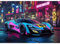 QENSPE Cyberpunk Diamond Painting Set für Erwachsene, 5D Diamond Painting Sportwagen Diamond Art mit Werkzeugen, Kristall Strass Diamant Kunst DIY Handwerk für Home Wand Dekor 30x40 cm