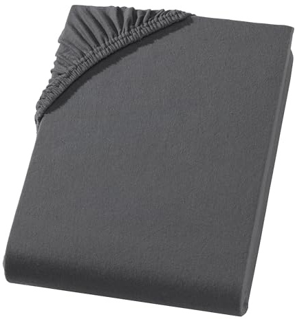 Premium Spannbettlaken - 180-200 x 200-220 x 40 cm - 97% Baummwolle 3% Elastan - Oeko-tex® Made in Green zertifiziertes Spannbetttuch - Gummizug - Anthrazit