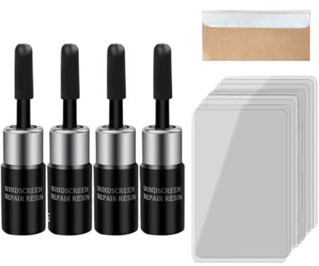hindraem 4x Auto Windschutzscheiben Reparaturset, 4 teiliges Riss Glas Reparatur Flüssigkeits Windschutzscheiben Späne Reparatur Set, Windschutzscheiben Riss Reparatur Set