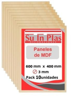 TABLERO MDF 600x400X3mm (10ud) CORTE LASER