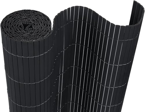 VA-Cerulean PVC Sichtschutzmatte Sichtschutzzaun 200x600CM, Anthrazit, Outdoor Sichtschutz mit verstärkten Lamellen, Zaunblende Windschutz UV-Beständig für Garten Balkon Fences Terrasse Zubehör