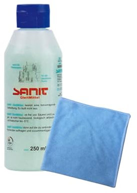 BADfabrik24 SANIT Gleitmittel 250 ml Flasche + Mikrofasertuch – für Trinkwasser geeignet – zur Montage von Rohr-, Muffen- & Schlauchverbindungen – säurefrei & hautverträglich