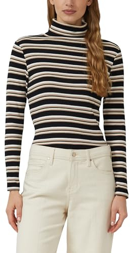 s.Oliver Damen Longsleeve mit Rollkragen und Ringelmuster Langarmshirt mit Rollkragen gestreift