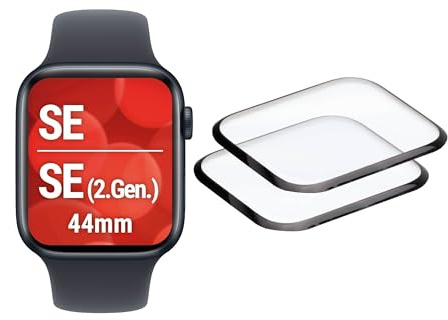 Displex Hybrid Glass - Pellicola protettiva per display per Apple Watch SE (2), 44 mm, anti-impronte, vetro acrilico, facile da montare, 2 pezzi
