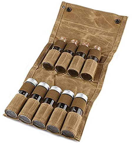 YIZITU Aufbewahrungstasche aus Segeltuch mit 9 Gläsern, Gewürzbehälter-Set für Outdoor, Camping, Grillen