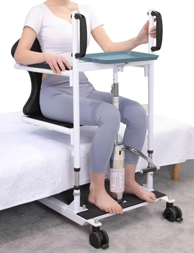 5 In 1 Hydraulischer Patientenlift Tsfer Aid 20cm Hubhöhe, Senioren Handicap Hydraulischer Lifter, Body Lift Nachttischkommode Mit 180° Geteiltem Sitz, Rollstuhllift Badewanne Duschstuhl