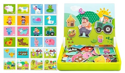 Magnetisches Brettspiel, doppelseitig, Aktivitätsspiel mit Bauernhof-Thema, für kleine Mädchen, Kinder, pädagogische Reisen, Spielzimmer, Auto, Flugzeug, Rollenreise