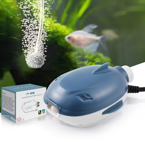 PYPABL Pompe à Air Aquarium Silencieuse 2W 2.5W, 1 Sortie 2 Sorties, Débit d'Oxygène Réglable, Diffuseur d'air pour Bac à Poissons de 20 à 300 litres