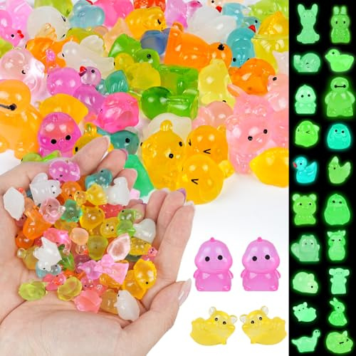 Ainiv 60pcs Mini Animaux Lumineux en Résine, Plusieurs Styles | Petites Figurines d'animaux Lumineux, pour Jardin, Micro-Paysage, Bonsaï, Aquarium, Décoration de Maison
