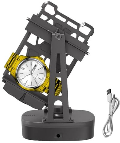 Einzigartiger Uhren- – Aufziehmaschine, 70 x 12 x 7,5 cm, automatische Wippe, mechanisch, drehbar, elektrisch, wiederaufladbar über USB | Vertikale Halterung aus langlebigem Kunststoff