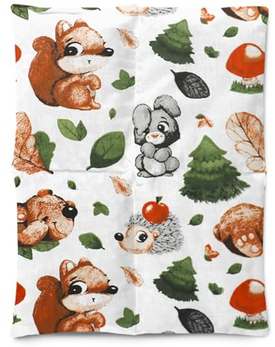 Amilian Kirschkernkissen 30x23 cm - Wärmekissen; Kältekissen mit 100% Kirschkernen - Körnerkissen für Mikrowelle - ideal für Nacken, Schulter, Rücken und Alltag - Eichhörnchen